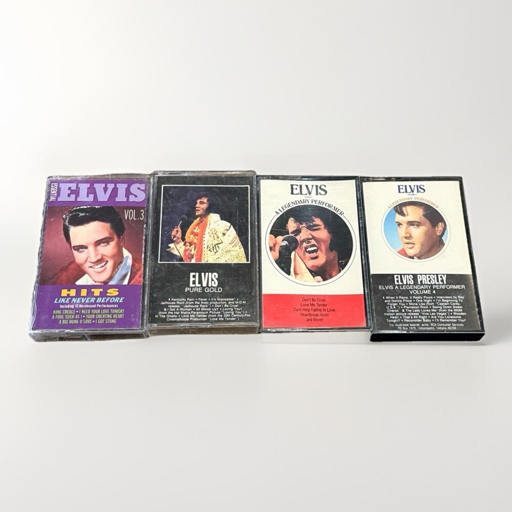 Lot of 4 Elvis Presley Cassettes Tapes Legendary Performer 1/4 Pure Gold Hits V3